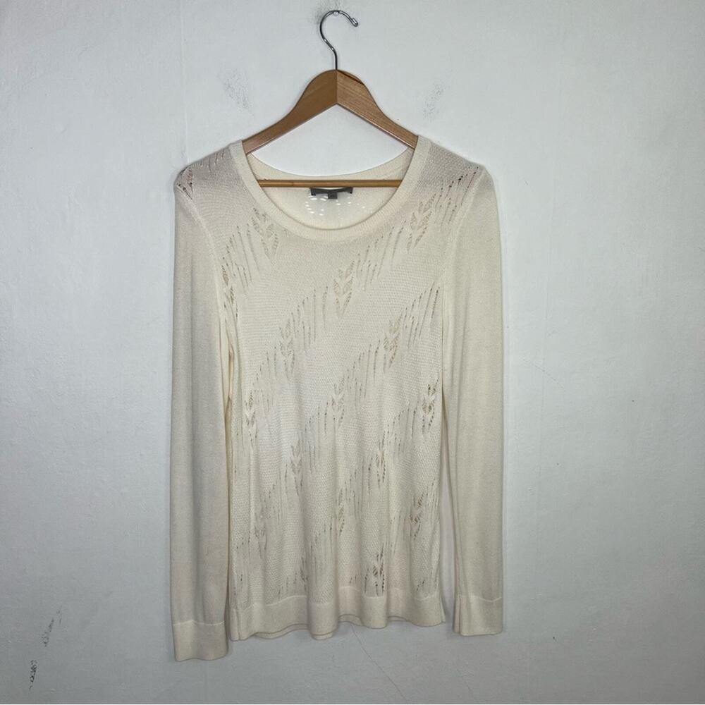 Classiques Entier White Lightweight Distressed Cashmere Blend Sweater Size Med
